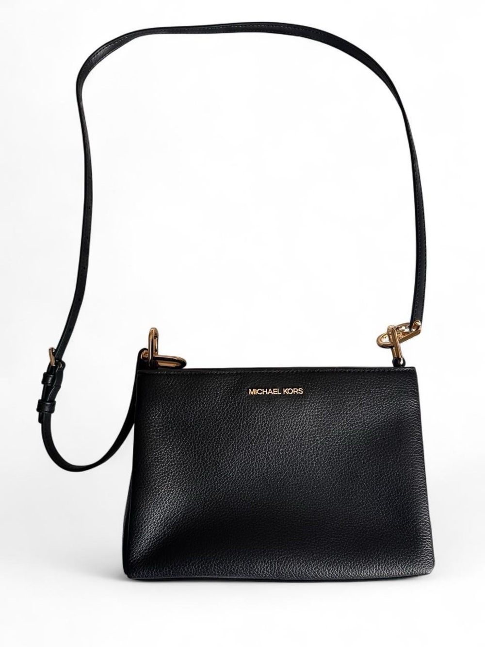 Michael Kors Black Leather Crossbody with Gold Hardware